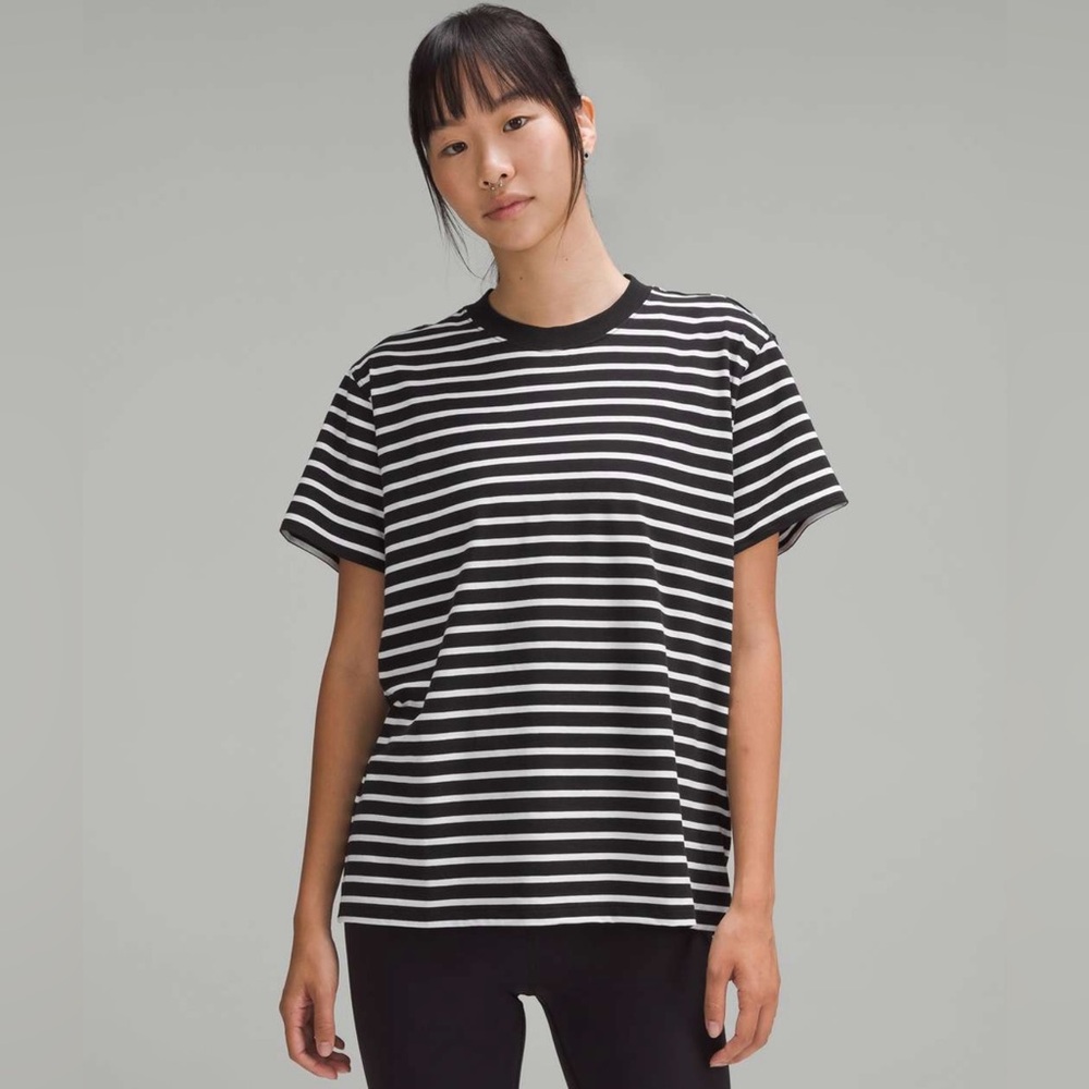Lululemon All Yours Cotton T Shirt Yachtie Stripe Black White